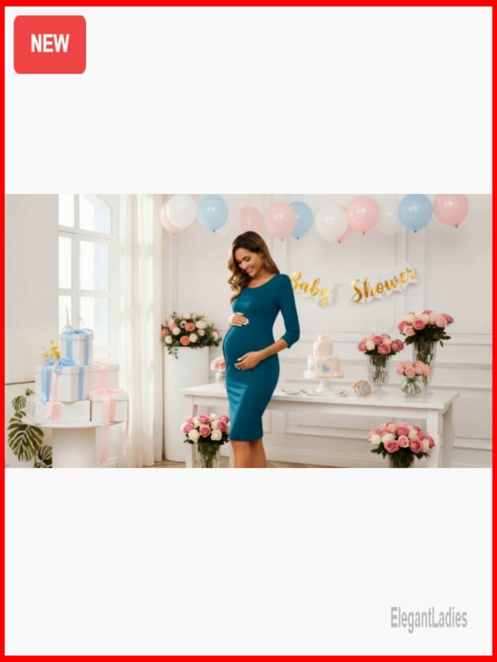 Maternity Work Dress Semi Formal 3/4 Sleeves Front Pleated Business - Picture 7 of 7